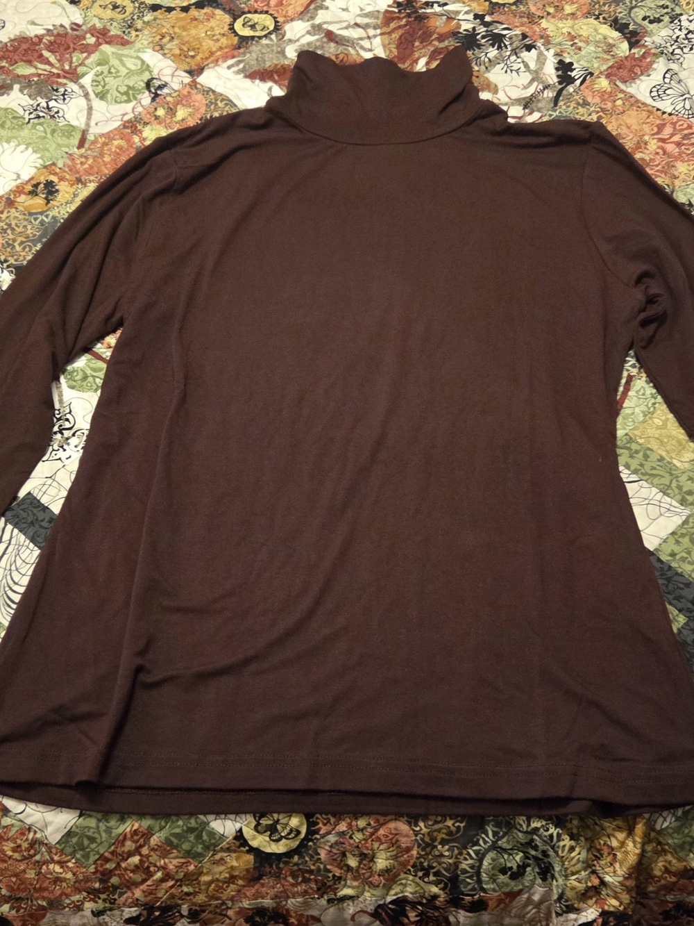 Women's Brown Long Sleeve Turtleneck Tee